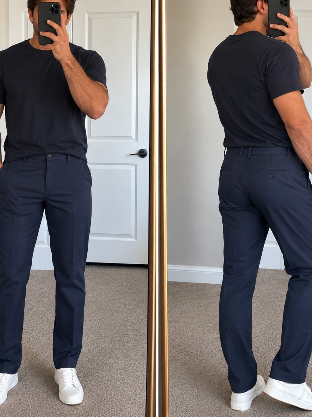 Men's Navy Stretch Chino Pants